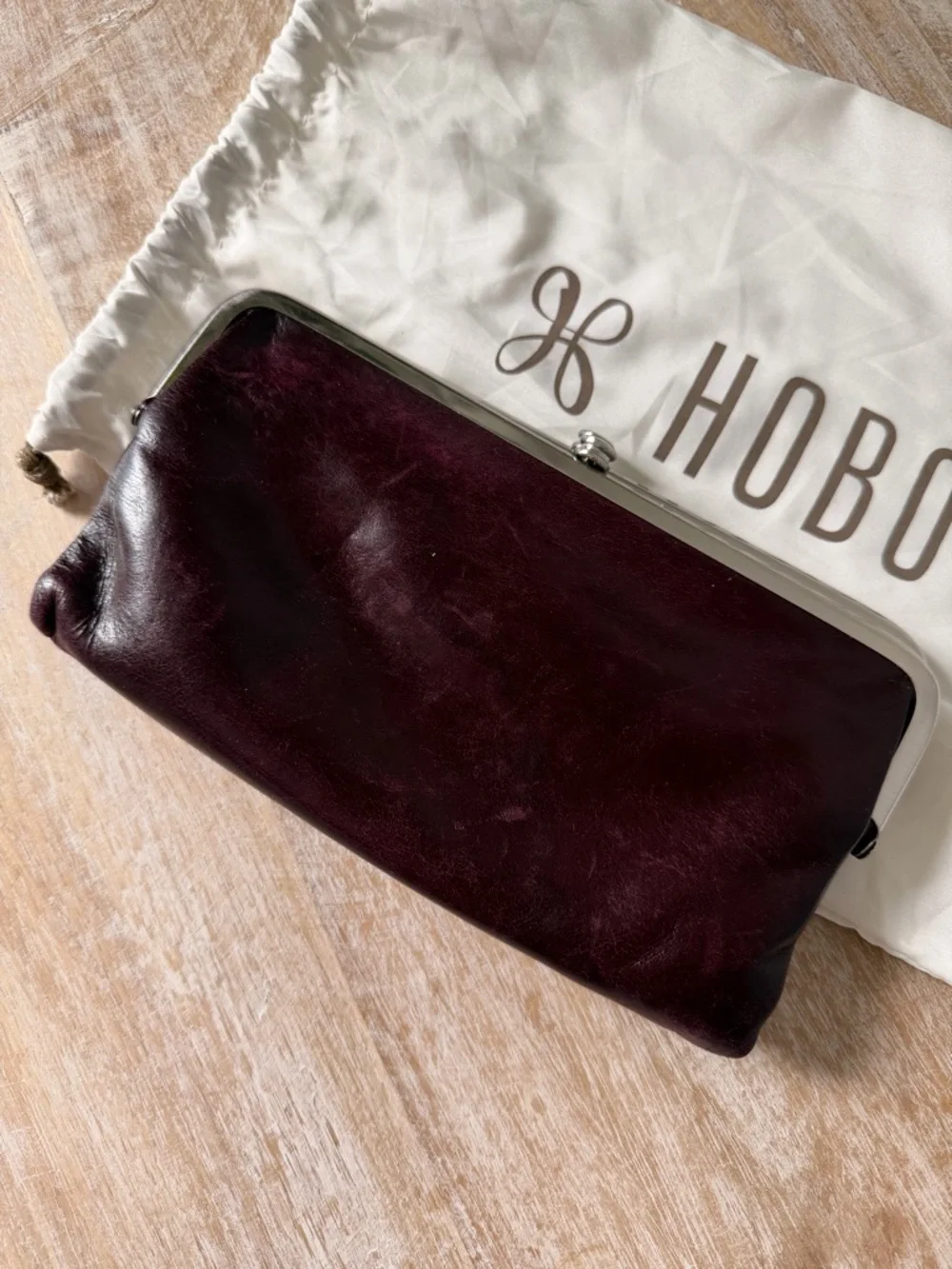 HOBO Leather Kiss-Lock Clutch in Burgundy - Picture 2 of 10